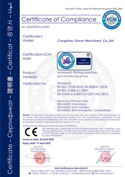 چین Cangzhou Gerun Machinery Co.,Ltd گواهینامه ها